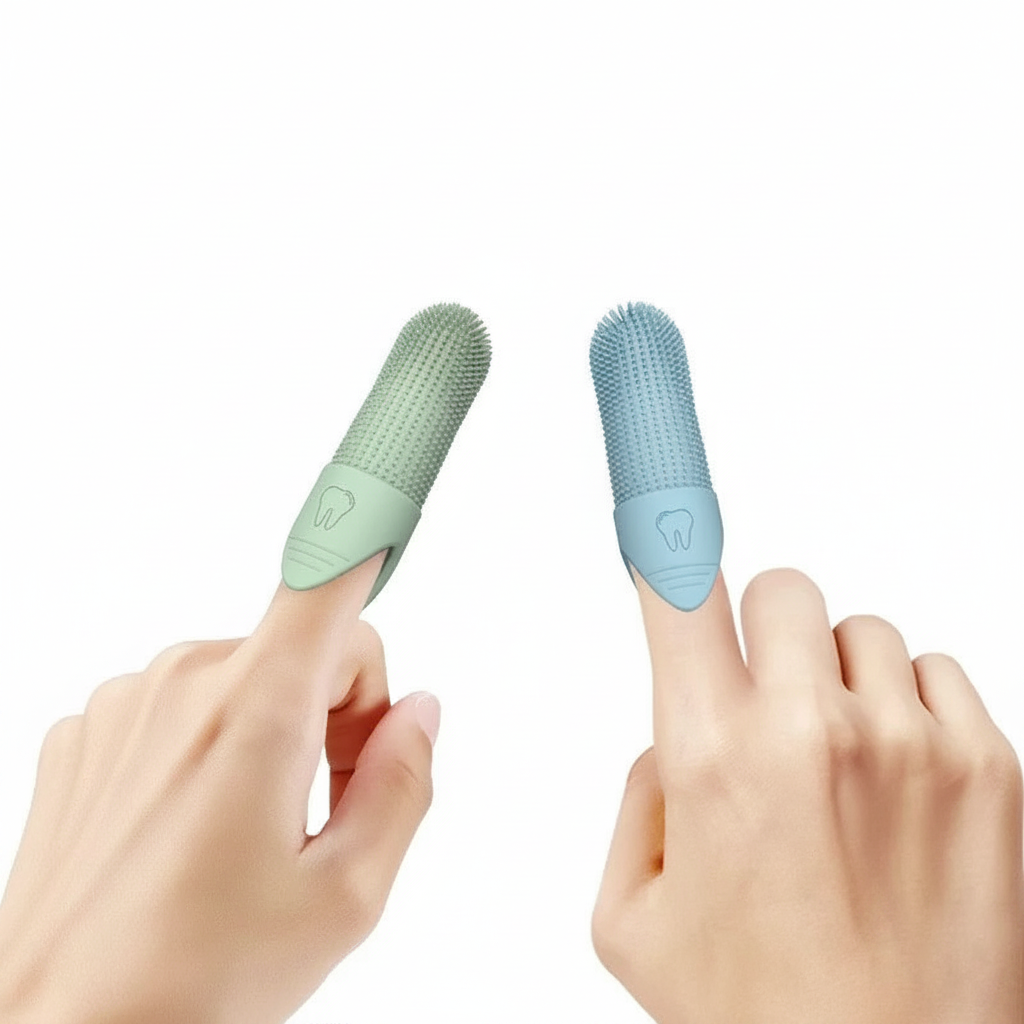 Gentle Doggy Toothbrush Kit - Two Colors on Fingers